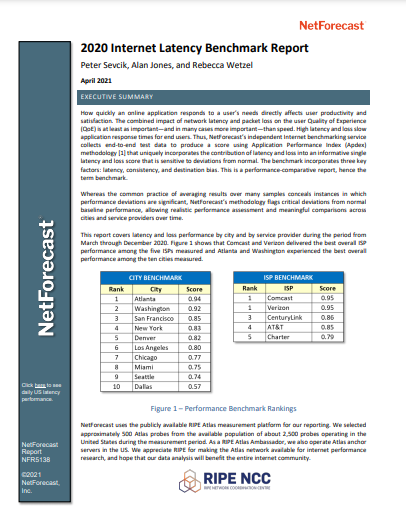 NetForecast's First Internet Latency Benchmark Report – NetForecast, Inc.